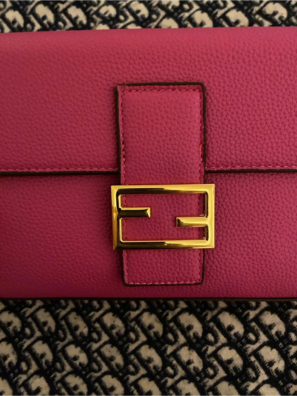Fuchsia Inspired Leather Shoulder Bag with Gold Buckle